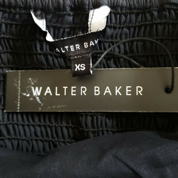 WALTER BAKER Kim black blouse shirred ruffle cotton poplin tank top Size XS NEW - Picture 7 of 10